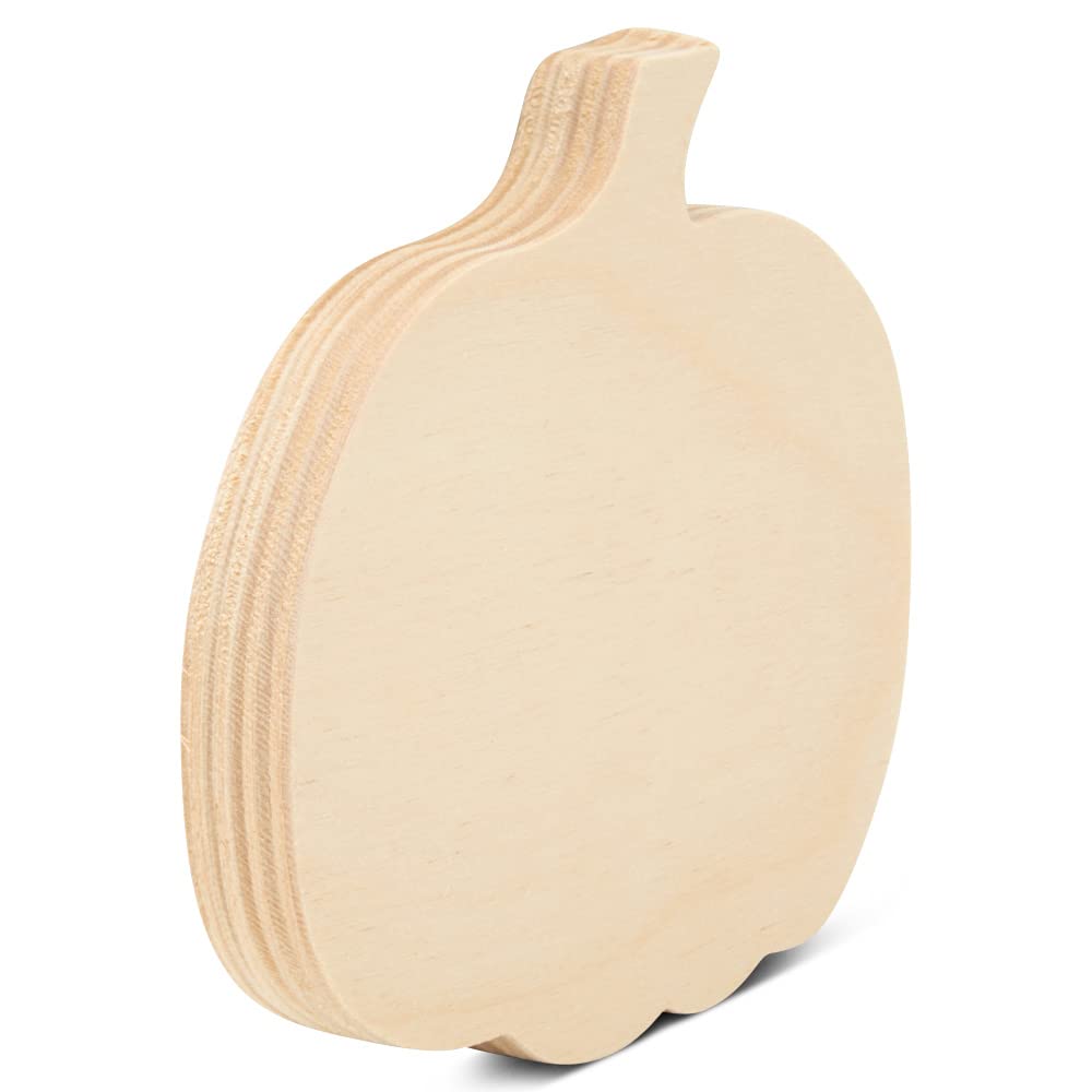 Chunky Wood Pumpkin Cutout 4 x 4-3/4-inch, Rustic Pumpkin Tiered Tray Decor Fall Thanksgiving Decorations, by Woodpeckers