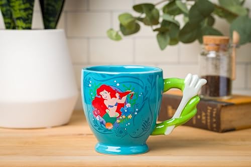 Silver Buffalo Disney Princess Ariel Dinglehopper Hair Brush Shaped Handle Ceramic Mug, 20 Ounces