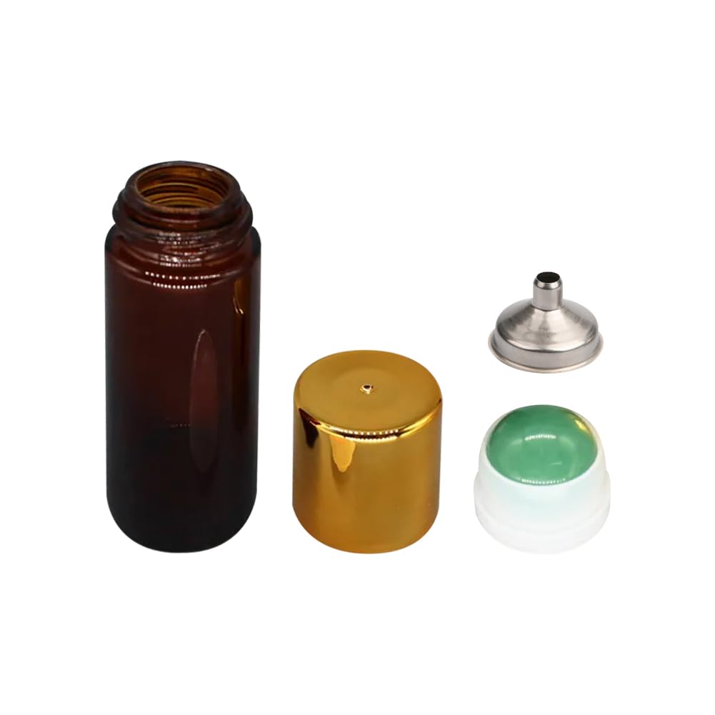 GSHLLO 1.7 Oz Large Amber Glass Roller Bottle Empty Refillable Roll on Bottle Perfume Oil Applicator Stone Roller Ball Bottles E