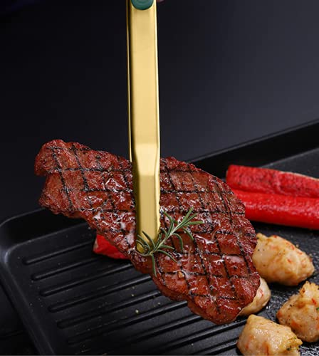 5 Pcs 25Cm Kitchen Cooking Tongs Bbq Food Serving Ice Cube Stainless Steel Buffet Party Serrated Handle