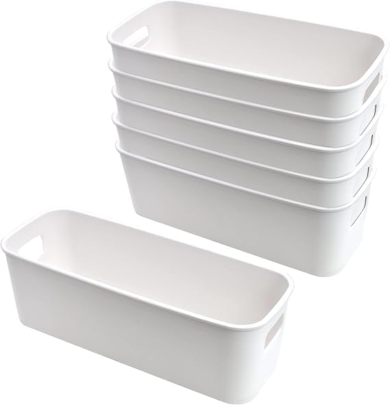 Meakwisht Plastic Kitchen Cabinet Organiser Box Basket  Multipurpose Storage Containers With Handles For Pantry, Shelf, Refrige