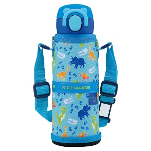 Zojirushi SM-UA48-AJ Water Bottle  Kids  One-Touch Stainless Steel Mug  Seamless  1.6 fl oz (0.48 L)  Dinosaur Blue