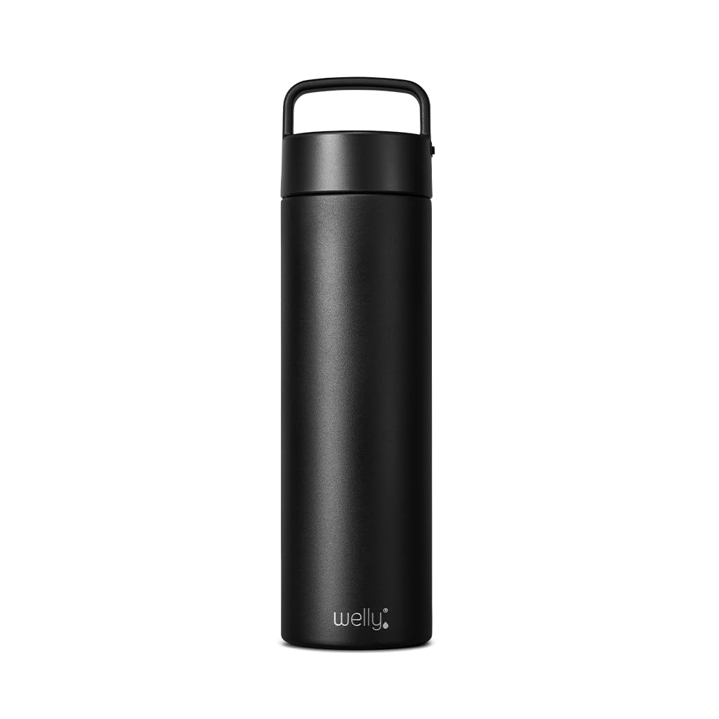 Welly UV Traveler 20oz | Vacuum Insulated & Infusing Stainless Steel Water Bottle | Triple Wall, Wide Mouth, BPA Free  (Black)