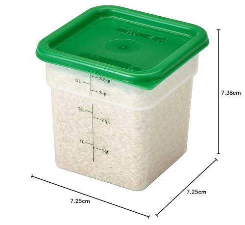Cambro 4Sfsppsw3190 Set Of 3 Square Food Storage Containers With Lids, 4 Quart