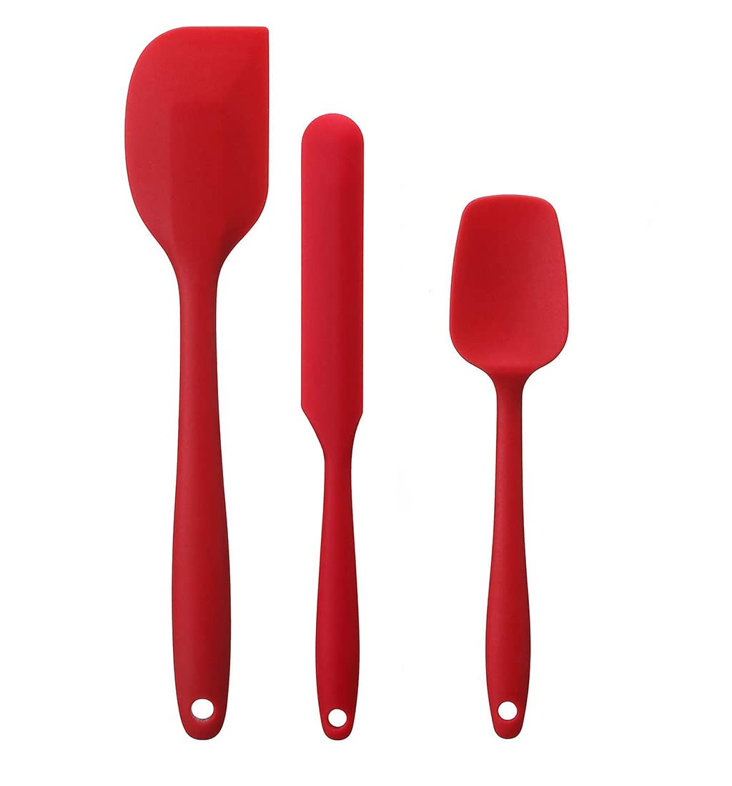 Fs Cool Set Of 3Piece Silicone Spatula Set Silicone Kitchen Utensils Set Heat Resistant Food Grade NonStick, For Cooking Bakin
