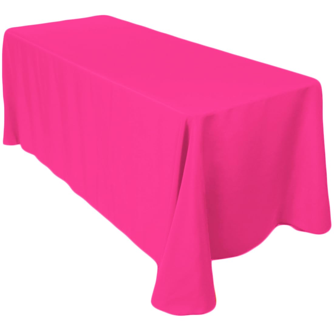 Linentablecloth 90 X 156-Inch Rectangular Polyester Tablecloth With Rounded Corners, Fuchsia