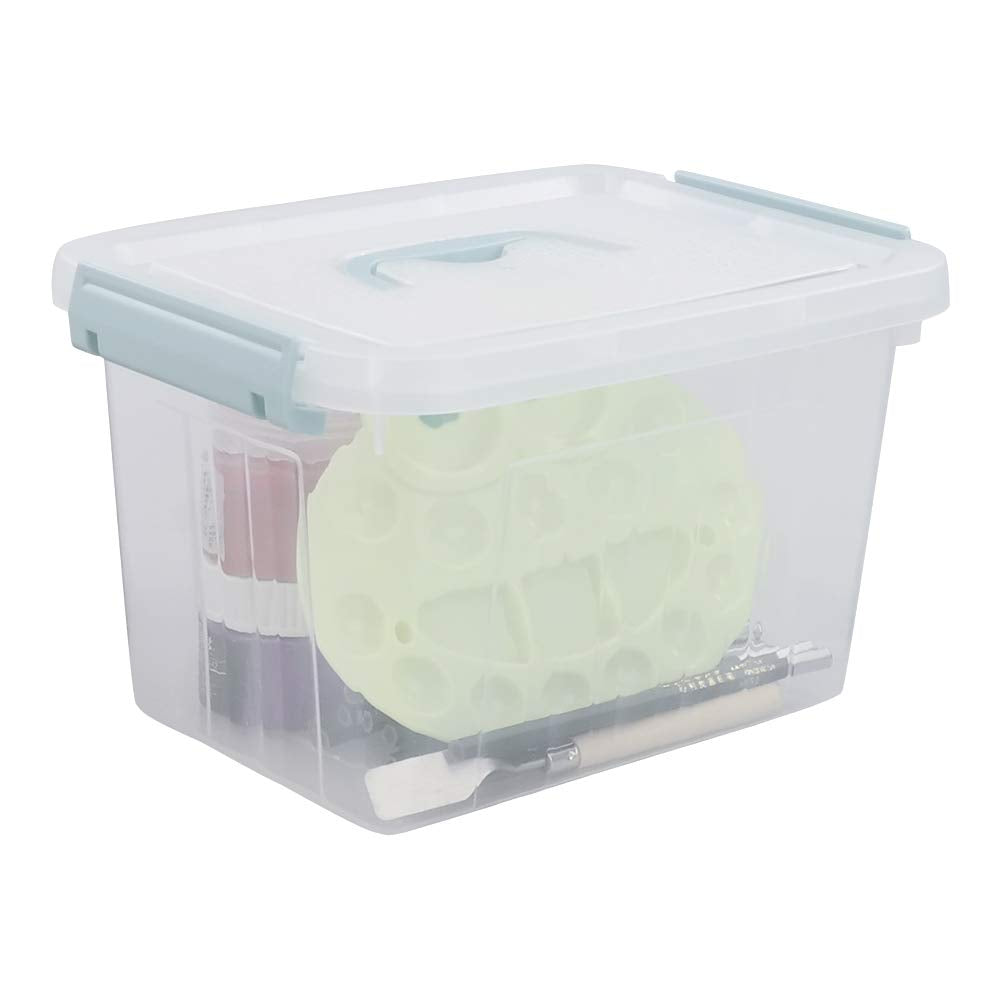 Pekky Plastic Storage Bin With Handle, Clear Latching Tote, 6 Quart, 6 Packs