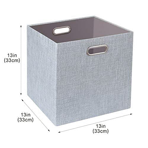 Posprica 3X Thicker Fabric Storage Cubes 13 inch Collapsible Storage Bins for Organization  Cubby Storage Baskets for Organizing Shelf Cabinet Bookcase Boxes  Set of 4  Sliver Grey