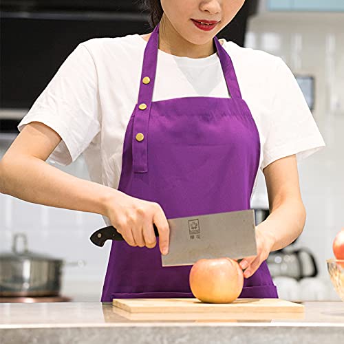 Mornite Apron Women For Artist Painting Ceramics Baking Cooking Cafe, Art Craft Smock Apron With Pockets For Women, Purple