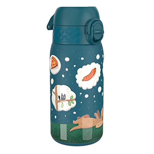 Ion8 Kids Water Bottle, Steel 400 ml/13 oz, Leak Proof, Easy to Open, Secure Lock, Dishwasher Safe, Flip Cover, Carry Handle, Ea