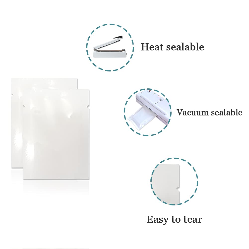 Pabck 1000 Pieces 2.4X3.5 Inch (Inside Size 2X3.1 Inch) White Metallic Mylar Foil Open Top Sealable Bags Vacuum Heat Seal Pouche
