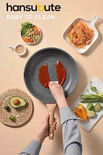 hansubute Nonstick Induction Stone Frying Pan with Soft Touch Handle Children Protection Function (8inch)