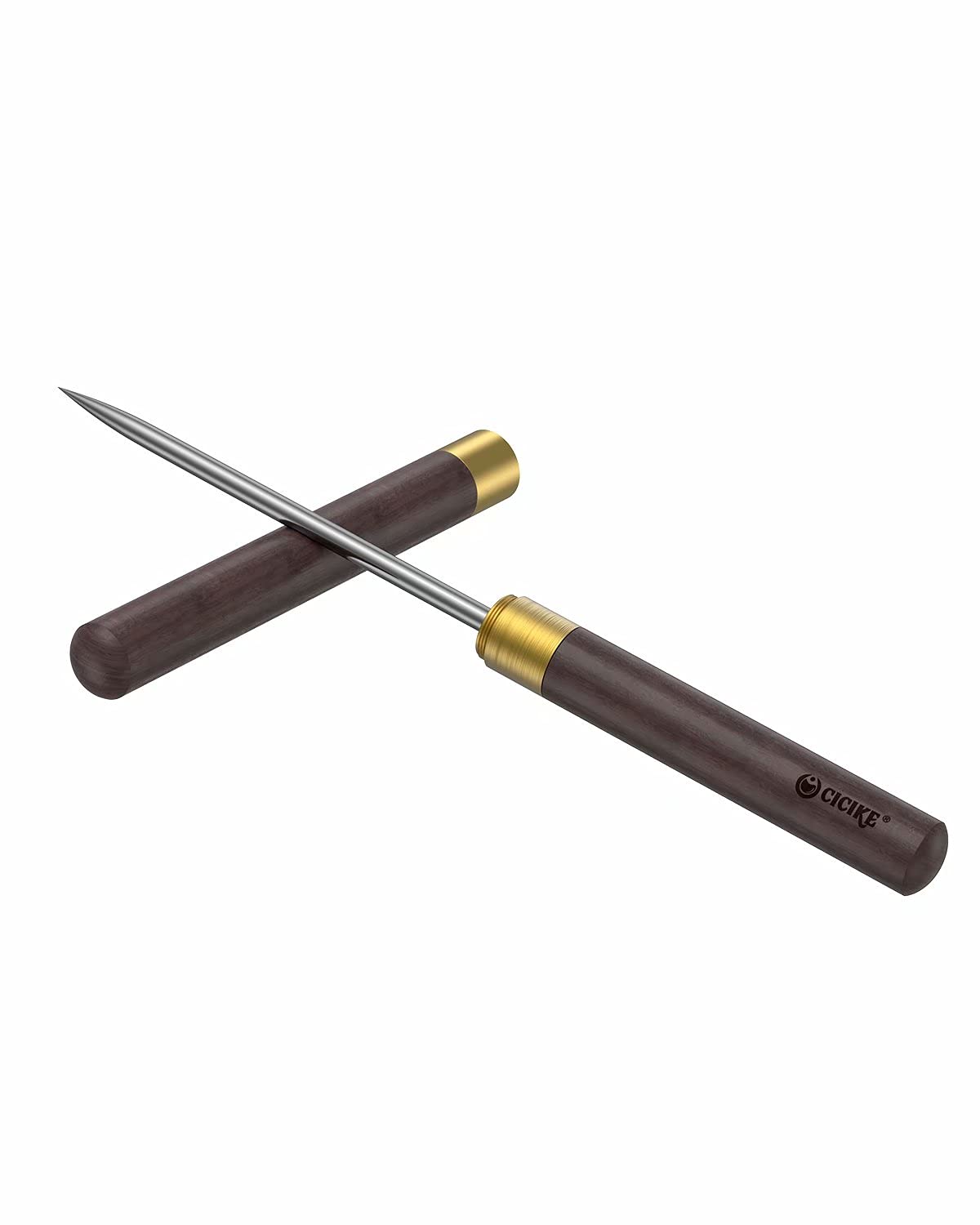 Cicike Stainless Steel Ice Pick Tool with Non-Slip Wooden Handle, 9 Inches, Brown Safety Cover for Easy Grip