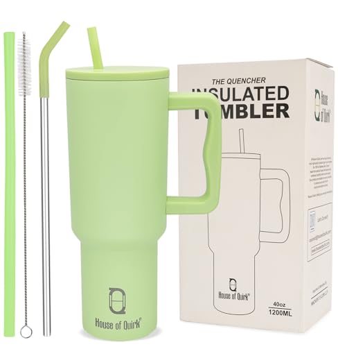 House Of Quirk 1200Ml Tumbler With Handle And Straw Lid Double Insulated Cup Reusable Stainless Steel Water Bottle Leak Proof Mu