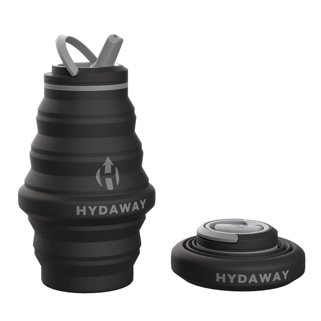 Hydaway Collapsible Water Bottle - 17Oz, Midnight I Reusable Water Bottle With Flip Top Lid For Travel, Hiking, Backpacking I Po