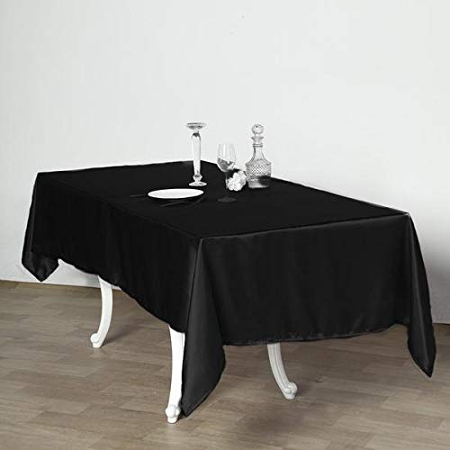 Balsacircle 60X102 Inch Black Satin Rectangle Tablecloth Table Cover Linens For Wedding Table Cloth Party Reception Events Kitch