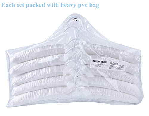 Cocomaya 17 Inch Extra Large Anti Slip Satin Padded Bridal Wedding Dress Hanger No Bumps For Dress Coats, Sweaters Pack Of 5 (Wh