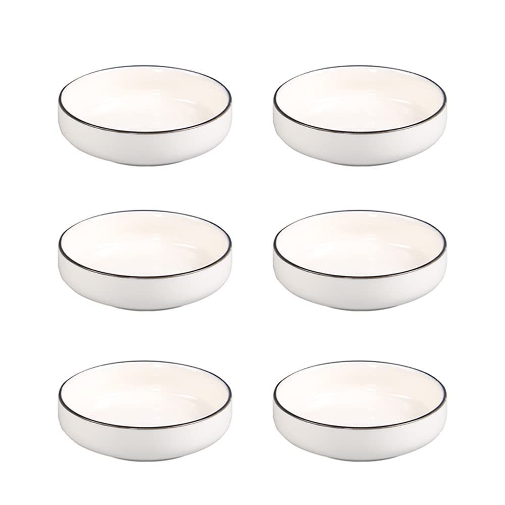 Colias Wing Multipurpose Porcelain Side Dish Bowl Seasoning Dishes Soy Dipping Sauce Dishes-Set Of 6-White