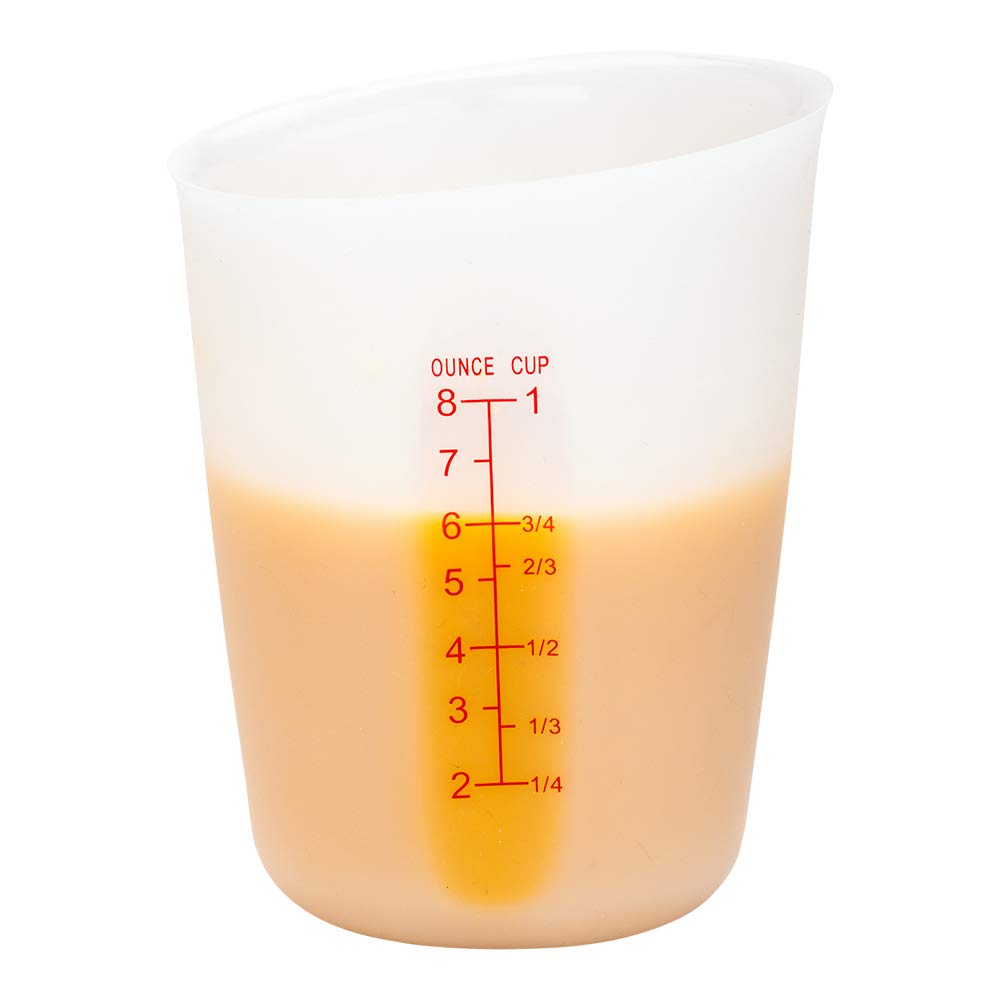 Restaurantware 1 Cup Flexible Measuring Cup 1 Heat-Tolerant Rubber Measuring Cup - Microwavable Dishwashable Translucent Silicon