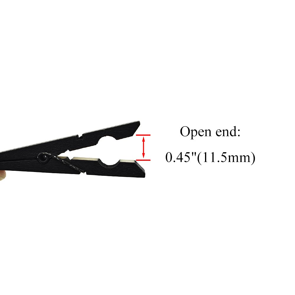 HAHIYO Black Wooden Clothes Pins Clothespins Wide Do NOT Fall Apart 2.87 inches Length 16 Pack Sturdy Strong Springs No Rust No Discoloration for Laundry Bathroom DIY Craft Photos Food Opened Bags