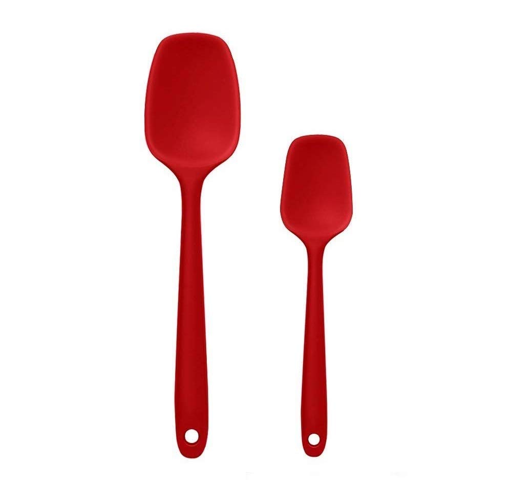 PPlus International Silicone NonStick Heat Resistant Kitchen Utensil| Spatula Spoon Big 27Cm+Spatula Spoon Small 20.6Cm|Pack O