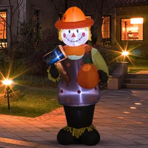 4-Foot Fall Thanksgiving Harvest Inflatable Scarecrow with Pumpkin Blowout for Indoor and Outdoor Patio Lawn Decorations