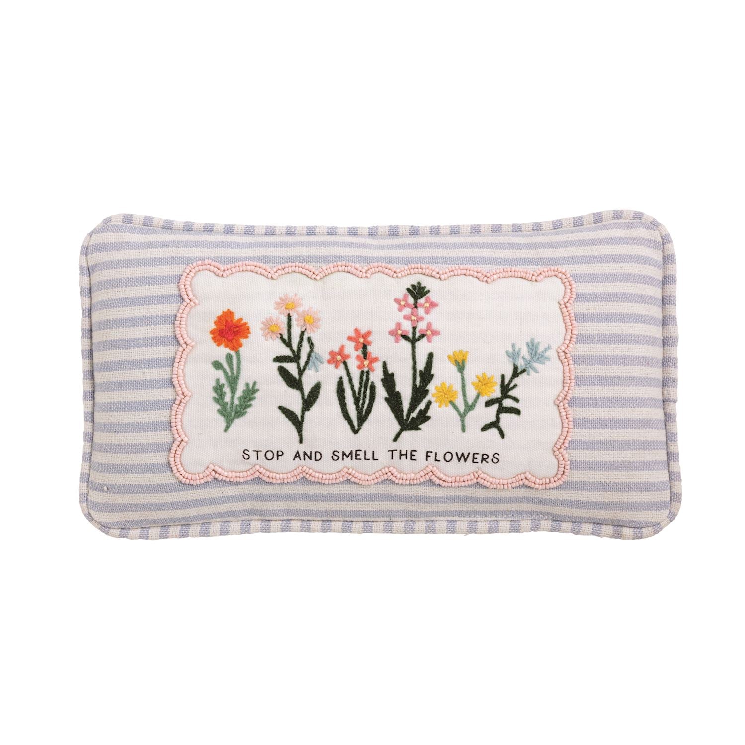 Embroidered Floral Mini Accent Pillow