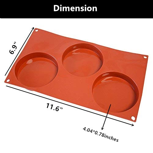 Obuy 3-Cavity Large Round Silicone Disc Cake, Pie, Custard, Tart And Resin Coaster Mold