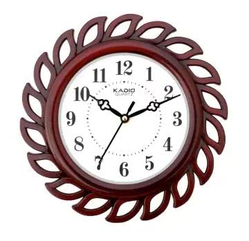 Kadio Analog 24.5 Cm X 24.5 Cm Wall Clock (Red, With Glass, Standard).