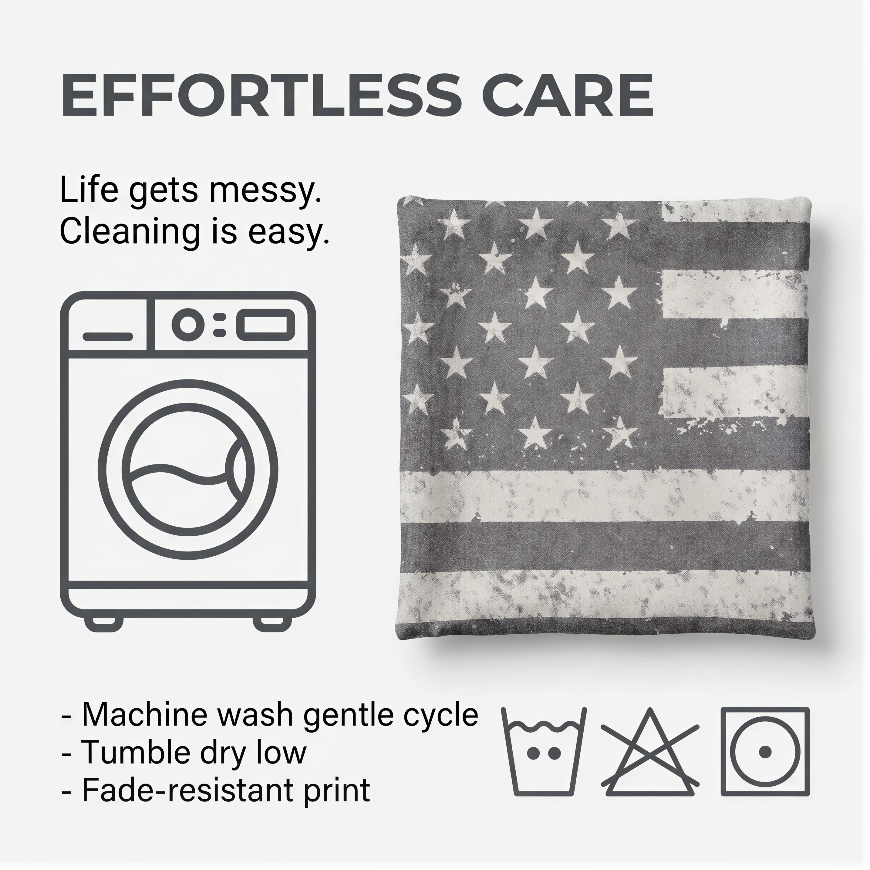Patriotic Throw Pillow | USA Pillow Cover 18x18 with Zipper Closure Cushion