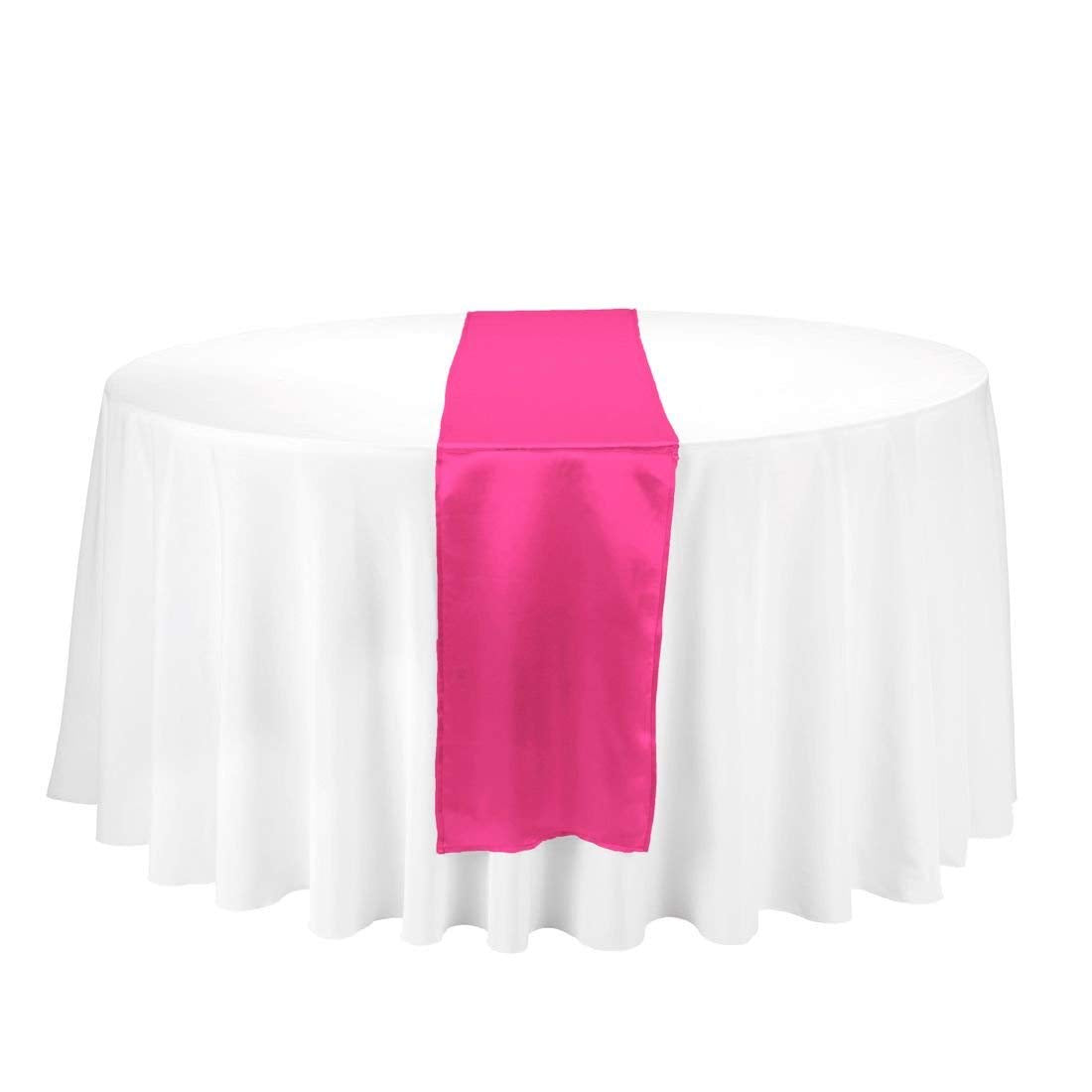 LinenTablecloth 14 x 108-Inch Satin Table Runner Fuchsia