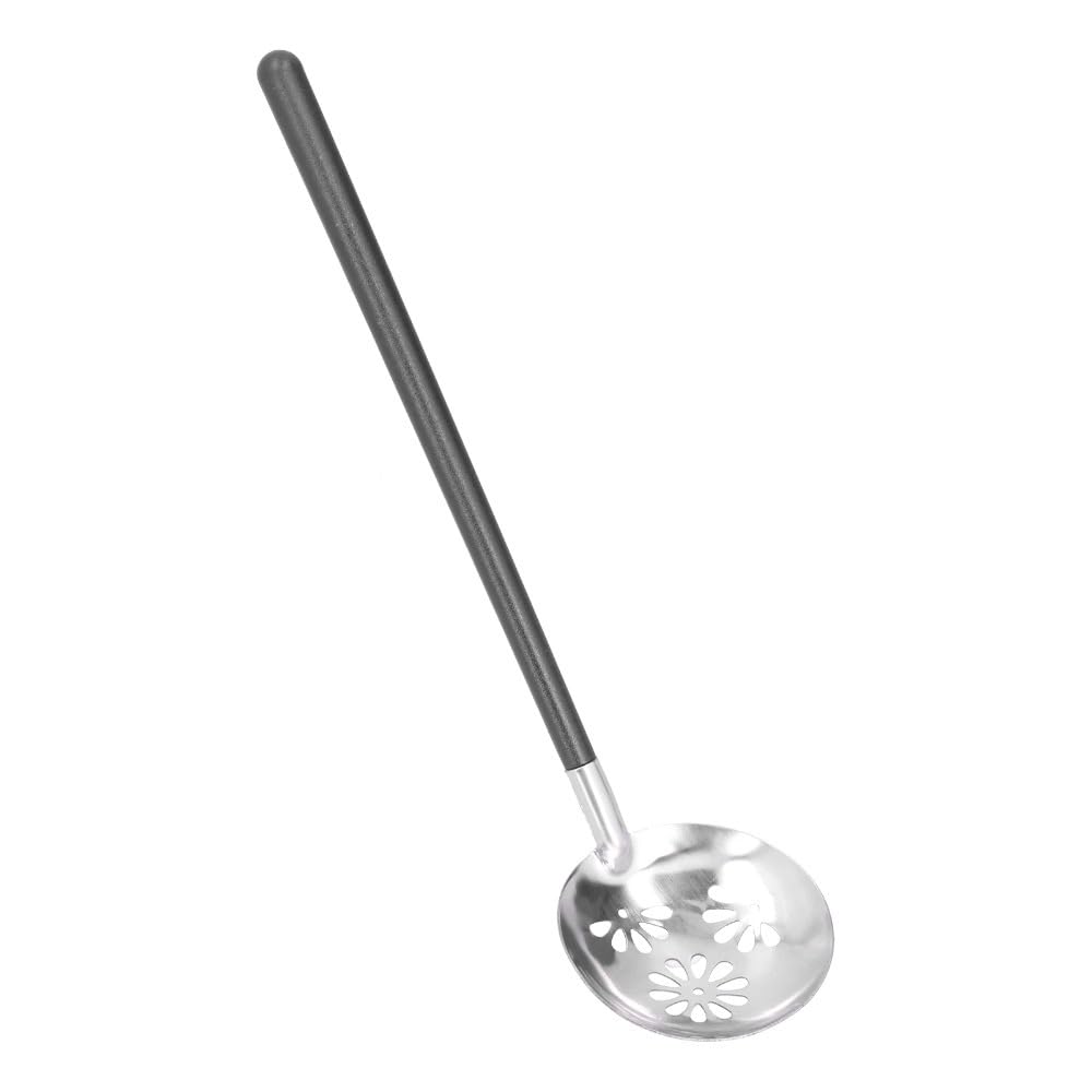 Anu Limen 10.2inch Stainless Steel Round Spoon Hollow Mesh Design Loog Handle Colander Hot Pot Ladle Dinnerware for Home Kitchen