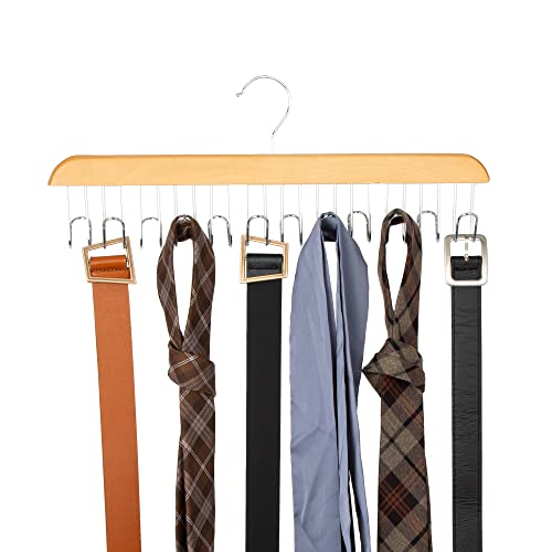 Amazon Basics Wooden Belt Hanger - Natural  2-Pack