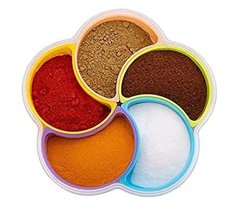 Jay Bhagwati Tools & Machinery Multipurpose Flower Spice Rack Set Plastic (Transparent) | Set Of 5 Mango Shape Container Box Wit