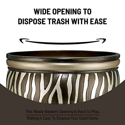 Zahari Home 2Pc Safari Stripes Modern Bath Accessories Set Waste Basket & Tissue Box Modern Classic Contemporary Decorative Beau