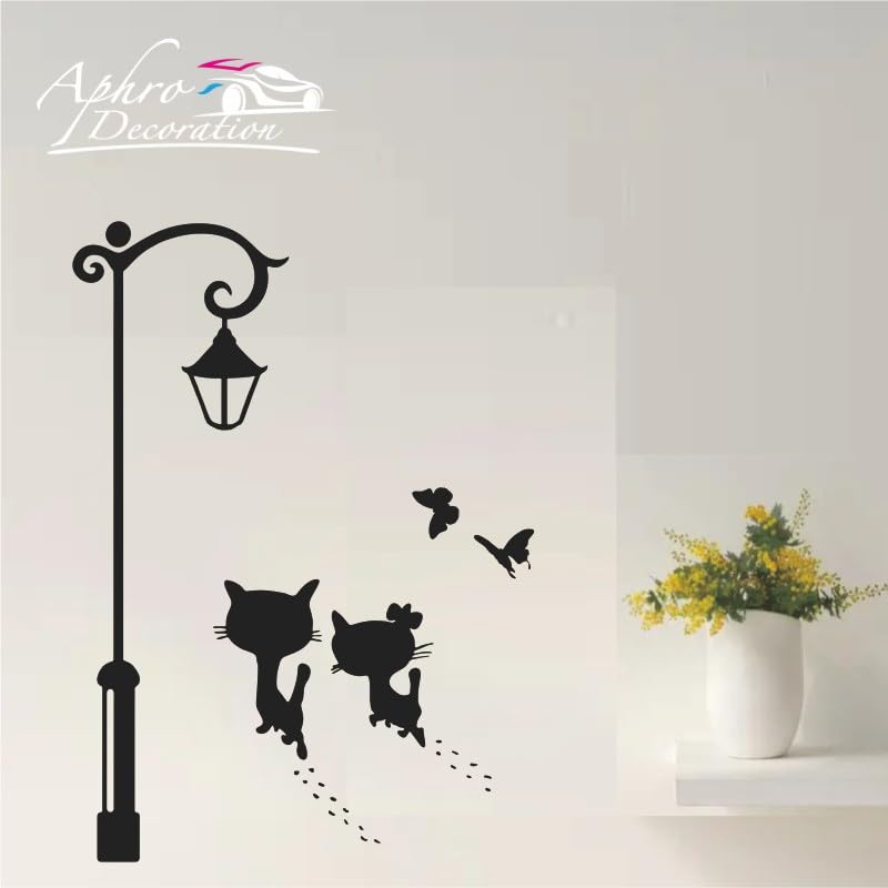 Gadgets Wrap Wall Decal Vinyl Sticker Sweet Couple Cat Black For Office Home Wall Decoration