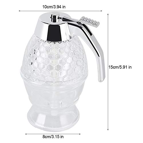 200Ml Acrylic Honey Dispenser, Honey Syrup Jar With Acrylic Bracket Honey Comb Shaped Honey Pot With Lid Vintag No Drip Acrylic