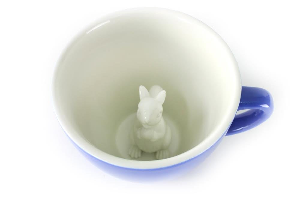 Creature Cups SQUIRREL Ceramic Cup (11 Ounce, Cobalt Blue) - Hidden 3D Woodland Critter Inside Mug Emerges As You Drink - Holida