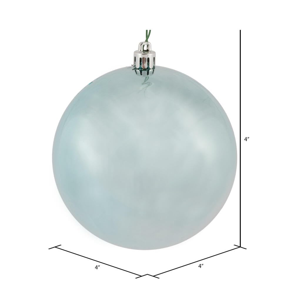 Vickerman Shiny Finish Shatterproof Christmas Ball Ornament, UV Resistant with Drilled Cap, 6 per Bag, 4, Baby Blue