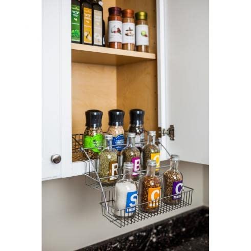 Hardware Resources 3-Tier Pull Down Spice Rack - Chrome-Finished Steel Retractable Organizer for Spice Bottles & Seasoning Jars