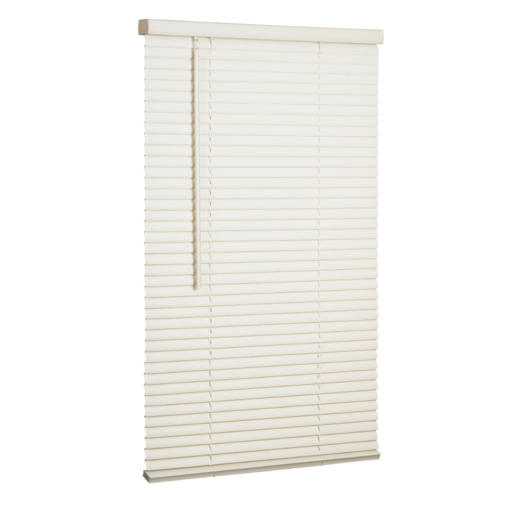 LOTUS & WINDOWARE Cordless Mini Blind, 1 Vinyl Slats, 47 Wide x 60 Long -Alabaster, Window Blinds for Home and Office, Interior 