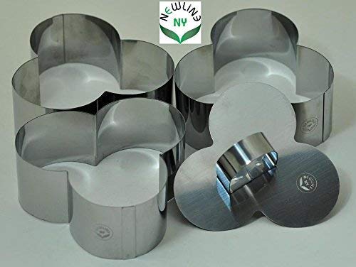 Newline Ny Stainless Steel Dessert Rings 4 Pcs Plum Blossom Shape Molded Starters Appetizers Salads, Pastries Mousse Molding Lay