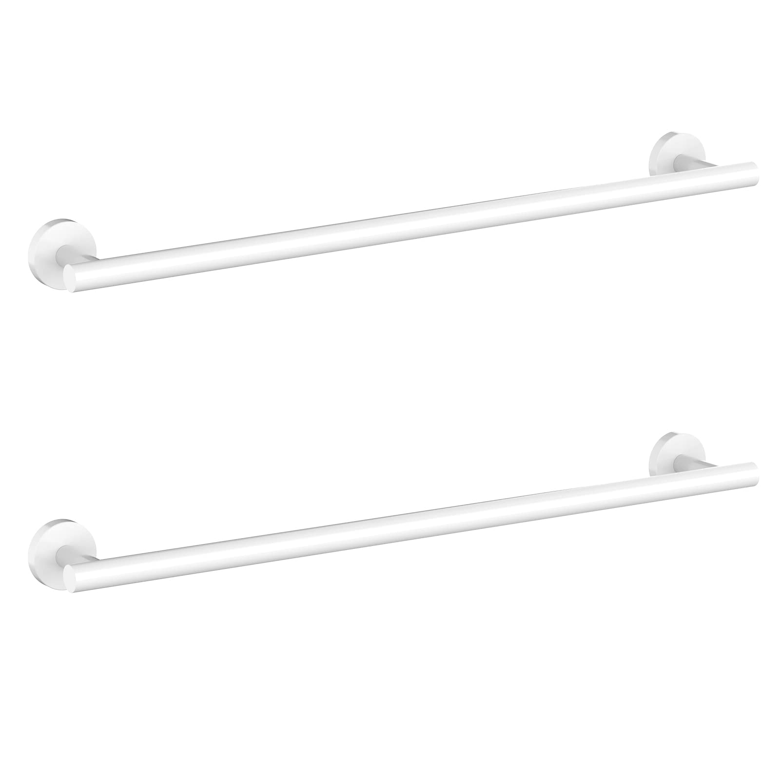 Cilee 2 Pieces White Bathroom Towel Bar, 24 Inch Double Towel Racks,Bathroom Towel Holder Towel Hanger For Bathroom Stainless St