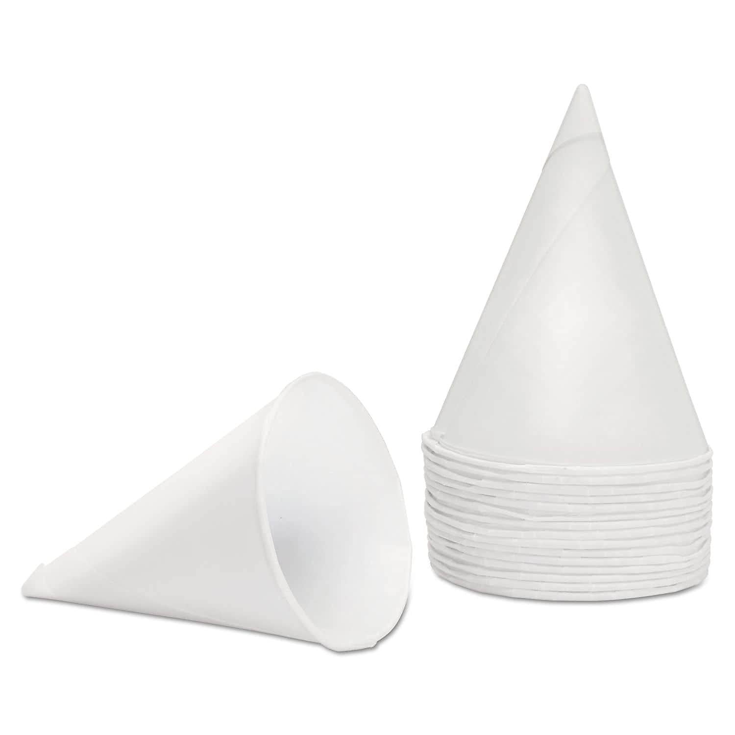 Konie 45Kbr Rolled Rim, Poly Bagged Paper Cone Cups, 4.5Oz, White (Case Of 5000)