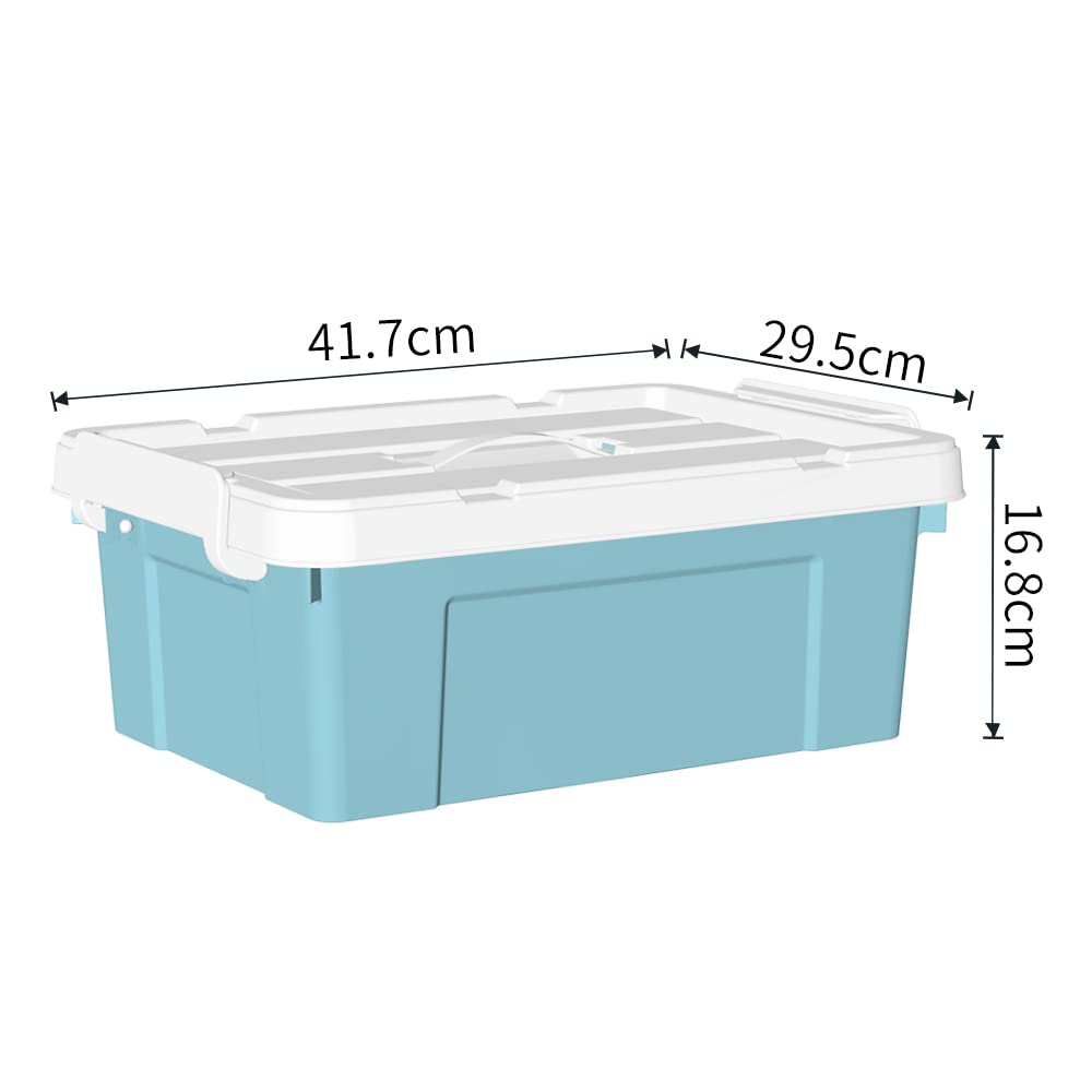 Cetomo 15L*6 Plastic Storage box  Tote box Organizing Container with Durable Lid and Secure Latching Buckles  Stackable and Nestable  6Pack  Blue with Buckle