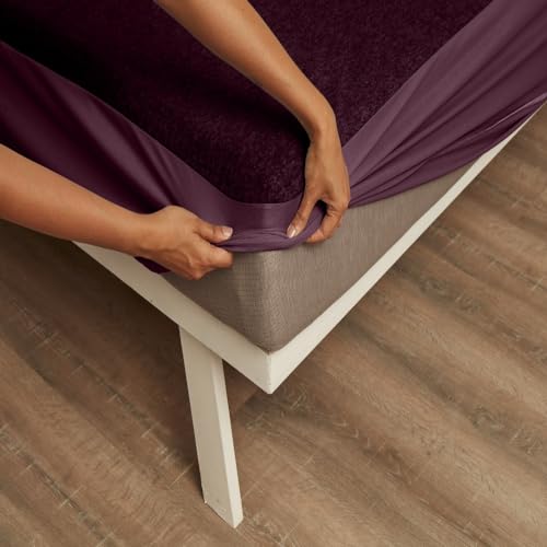 Wakefit Cotton Feel Ultra Soft Waterproof Mattress Protector|Breathable - Hypoallergenic Mattresses Cover 75 X 48 - Double, Beet