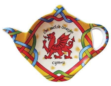 Welsh Dragon Teabag Holder Irish Tea Bag Coaster Wales Teapot Shaped Resting Caddy Saucer St. Davids Day Gift Made Of New Bone C
