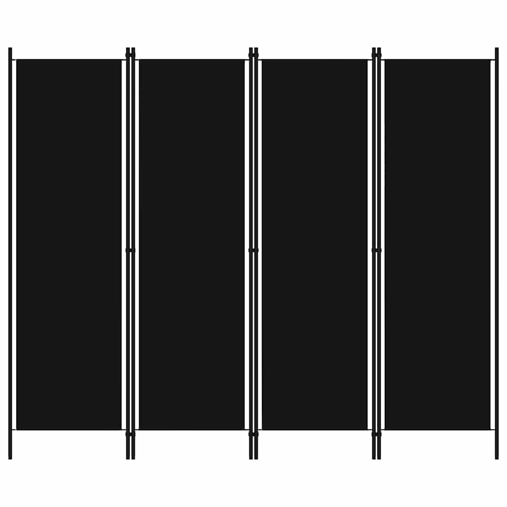 vidaXL Room Divider, 4 Panel Folding Privacy Screen for Room Separation, Freestanding Room Divider for Office, Industrial Modern Style, Black-Used Condition