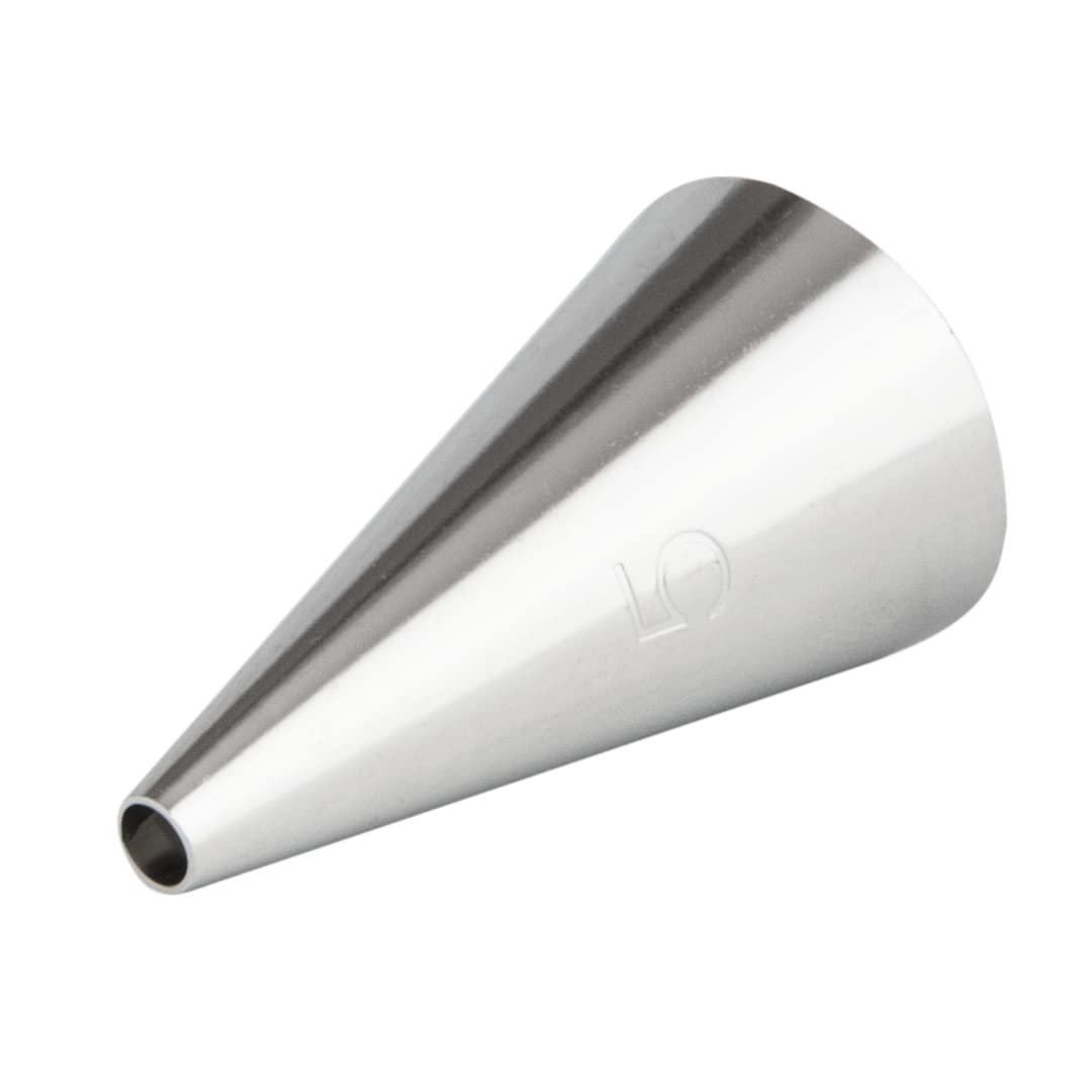 Restaurantware Pastry Tek Piping Tip 1 Round Round Tip For Icing - #5 Corrosion-Resistant Stainless Steel Icing Tip Dishwasher-S