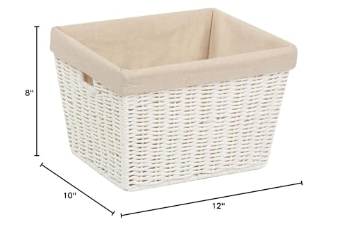 Honey-Can-Do Sto-03560 Parchment Cord Basket With Handles And Liner, White, 10 X 12 X 8 Inches